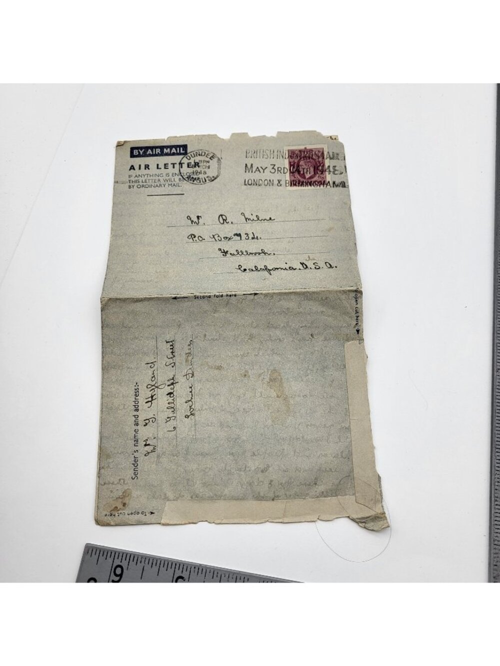 WWI Air Mail Letter Paper Ephemera Military Soldier To Uncle